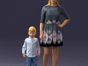 000388 Realistic 3D Scanned Family Set Woman and Child 3D Model