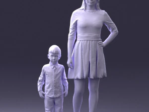 000388 Realistic 3D Scanned Family Set Woman and Child 3D Model