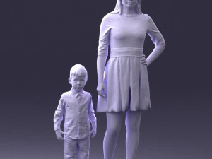 000388 Realistic 3D Scanned Family Set Woman and Child 3D Model
