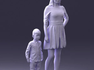 000388 Realistic 3D Scanned Family Set Woman and Child 3D Model