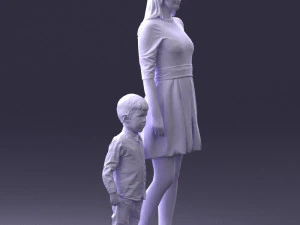 000388 Realistic 3D Scanned Family Set Woman and Child 3D Model