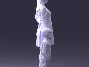 000388 Realistic 3D Scanned Family Set Woman and Child 3D Model