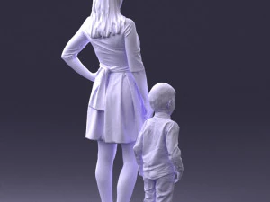 000388 Realistic 3D Scanned Family Set Woman and Child 3D Model