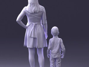 000388 Realistic 3D Scanned Family Set Woman and Child 3D Model