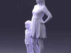 000388 Realistic 3D Scanned Family Set Woman and Child 3D Model