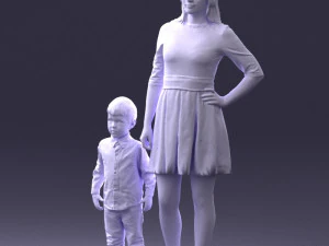 000388 Realistic 3D Scanned Family Set Woman and Child 3D Model