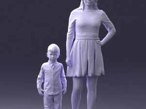 000388 Realistic 3D Scanned Family Set Woman and Child 3D Model