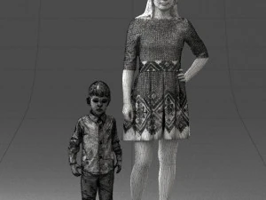 000388 Realistic 3D Scanned Family Set Woman and Child 3D Model