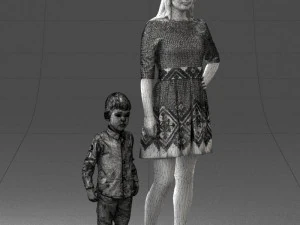 000388 Realistic 3D Scanned Family Set Woman and Child 3D Model