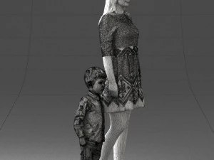 000388 Realistic 3D Scanned Family Set Woman and Child 3D Model