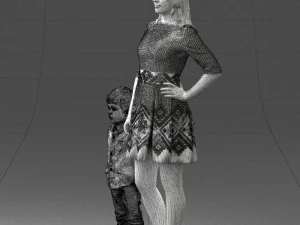 000388 Realistic 3D Scanned Family Set Woman and Child 3D Model