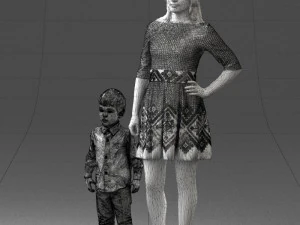 000388 Realistic 3D Scanned Family Set Woman and Child 3D Model