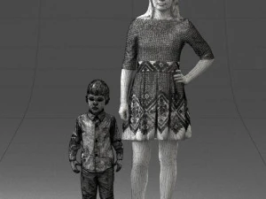 000388 Realistic 3D Scanned Family Set Woman and Child 3D Model