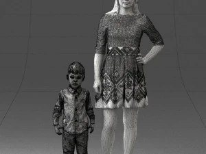 000388 Realistic 3D Scanned Family Set Woman and Child 3D Model