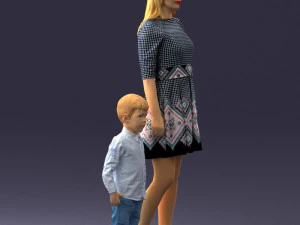 000388 Realistic 3D Scanned Family Set Woman and Child 3dp 3D Print Model