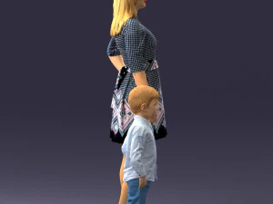 000388 Realistic 3D Scanned Family Set Woman and Child 3dp 3D Print Model