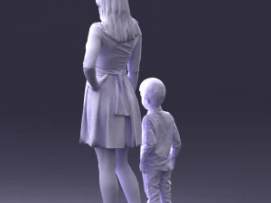 000388 Realistic 3D Scanned Family Set Woman and Child 3dp 3D Print Model
