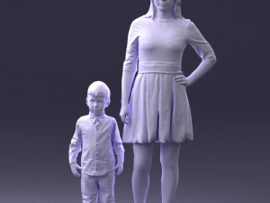 000388 Realistic 3D Scanned Family Set Woman and Child 3dp 3D Print Model