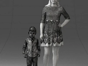 000388 Realistic 3D Scanned Family Set Woman and Child 3dp 3D Print Model