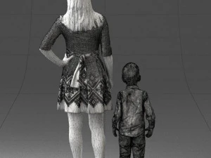 000388 Realistic 3D Scanned Family Set Woman and Child 3dp 3D Print Model