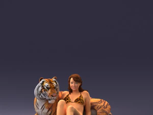 woman sitting on tiger 0063 3D Model