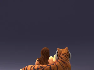 woman sitting on tiger 0063 3D Model