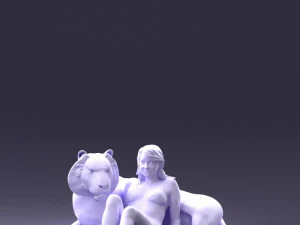 woman sitting on tiger 0063 3D Model