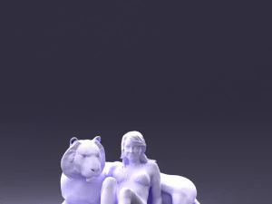 woman sitting on tiger 0063 3D Model