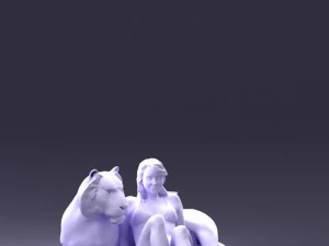 woman sitting on tiger 0063 3D Model
