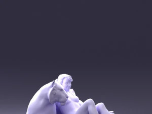 woman sitting on tiger 0063 3D Model