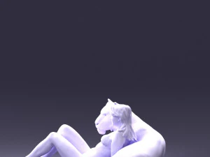 woman sitting on tiger 0063 3D Model