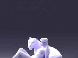 woman sitting on tiger 0063 3D Model