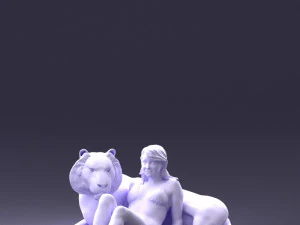 woman sitting on tiger 0063 3D Model