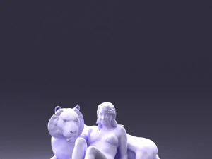woman sitting on tiger 0063 3D Model