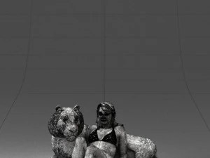 woman sitting on tiger 0063 3D Model