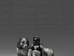 woman sitting on tiger 0063 3D Model