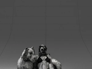 woman sitting on tiger 0063 3D Model