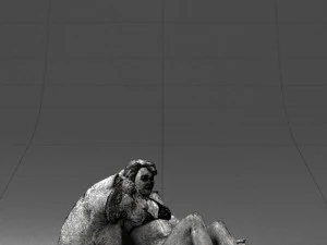 woman sitting on tiger 0063 3D Model
