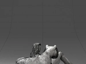 woman sitting on tiger 0063 3D Model