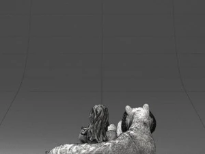 woman sitting on tiger 0063 3D Model