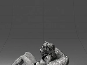 woman sitting on tiger 0063 3D Model