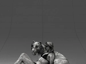 woman sitting on tiger 0063 3D Model