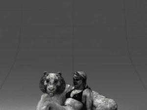 woman sitting on tiger 0063 3D Model