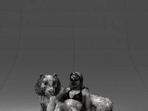 woman sitting on tiger 0063 3D Model