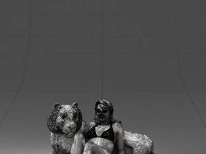 woman sitting on tiger 0063 3D Model