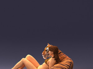 woman sitting on tiger 0063 3d print ready Modelo de Impressão 3D
