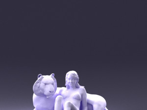 woman sitting on tiger 0063 3d print ready Modelo de Impressão 3D