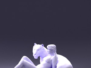 woman sitting on tiger 0063 3d print ready Modelo de Impressão 3D
