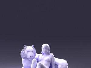 woman sitting on tiger 0063 3d print ready Modelo de Impressão 3D