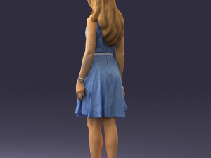 woman in blue dress 0100 Modello 3D
